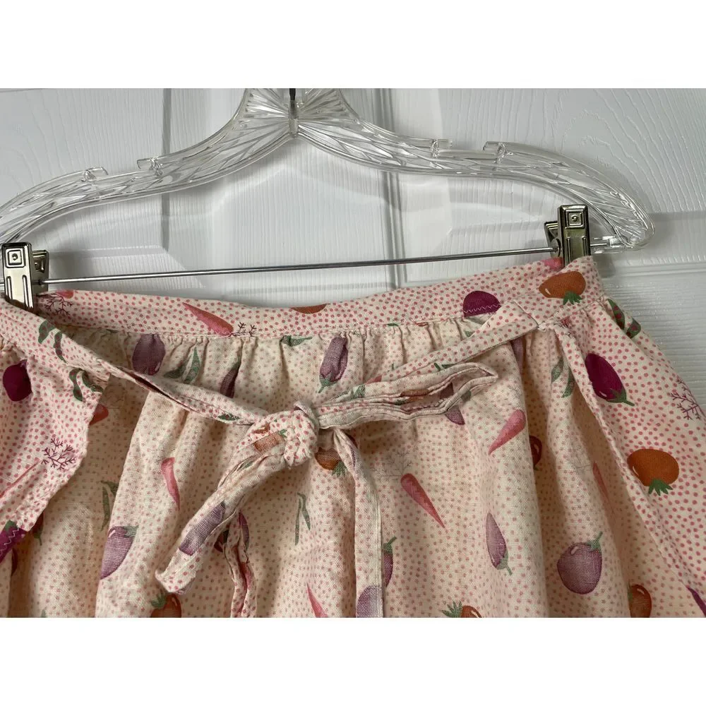 Vintage Handmade Waist Tie‎ Apron 1 Pocket Veggie Pattern